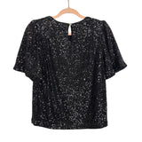 Draper James Black Sequin Flutter Sleeve Top- Size S (Sold Out Online)