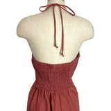Amalie by Showpo Burnt Rose Linen Gathered Bodice with Side Slit Halter Dress NWT- Size 12
