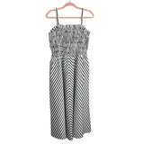 English Factory Black and White Smocked Bodice Exposed Back Dress NWT- Size L