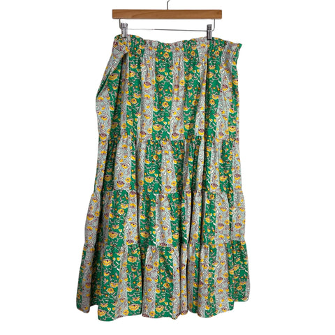 RHODE x Target Green and Yellow Printed Elastic Waist Skirt- Size XXL