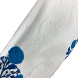 Pink City Prints White/Blue Floral Print with Tie Neckline Quilted Dress- Size M (see notes)