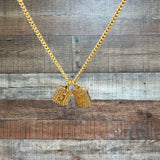 No Brand Gold with Rhinestone J and Z Pendants Necklace (Brand New)