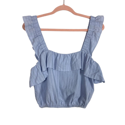 Show Me Your Mumu Light Blue Ruffle with Elastic Waist Rosalina Cropped Top- Size S (sold out online)