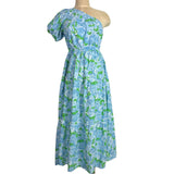 Show Me Your Mumu Blue and Green Floral One Shoulder Dress- Size S (sold out online)