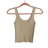 Be Cool Tan Ribbed Cropped Tank Top - Size S/M (See Notes)