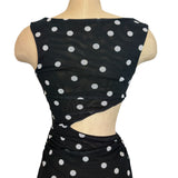 Skatie Black Polka Dot One Shoulder Side Cutout Dress- Size S