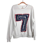 Bella + Canvas White 7 Crewneck Sweatshirt - Size M