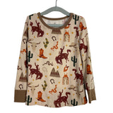Caden Lane Tan Cowboy Print Two Piece Pajamas- Size 3T (see notes, sold as a set)