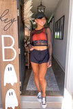 Shefit Black Mesh Long Sleeve Crop Top- Size ~XS (see notes, sold out online)