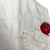 Zara White with Embroidered Fruit Short Denim Overalls- Size 2-3 years (see notes)