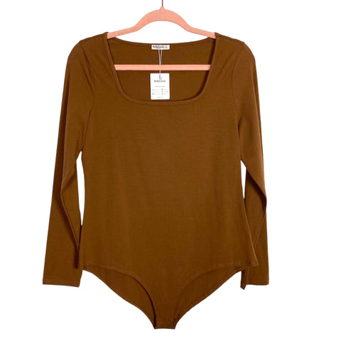 BelleLovin Brown Squareneck Long Sleeve Bodysuit NWT-Size XL