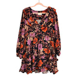 Pilcro Ribbed Corduroy Floral Ruffle V-Neck Dress- Size XL (sold out online)