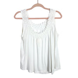 Maeve by Anthropologie White Textured Ruffle Neckline Tank- Size L (see notes)