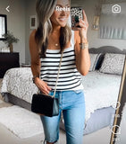 No Brand White/Black Striped Knit Tank- Size S