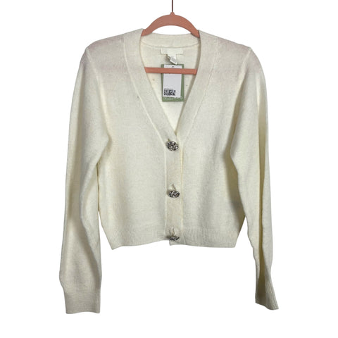 H&M Cream Jewel Button Sweater Cardigan NWT - Size S (See Note)