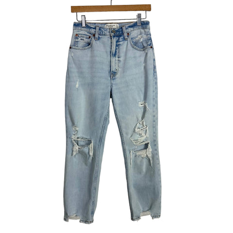 Abercrombie & Fitch The Ankle Straight Ultra High-Rise Distressed Jeans- Size 27/4 S (Inseam 23")