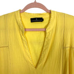 Pomander Place Yellow Gauze V-Neck with Beaded Neckline Dress- Size XL
