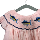 The Smocked Flamingo Pink Smocked Fish Swiss Dot Dress - Size 4T (See Notes)