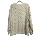 Aerie Cream Floral Side Slit Hem Sweatshirt- Size S (sold out online)