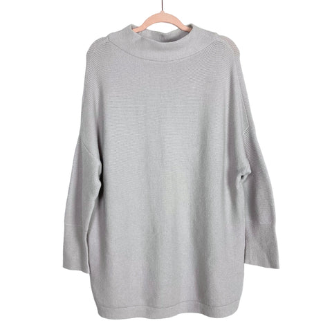 No Brand Light Gray Ribbed Mock Neck Tunic Sweater- Size M