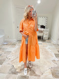 MABLE Orange Button Up Midi Dress- Size S