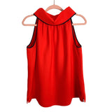 Sail to Sable Red Navy Trim Button Back Cowl Neck Top- Size L