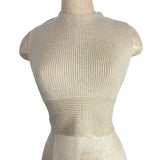 Free People Beach Tan Ribbed Knit High Neck Open Back with Back Ties Top- Size S