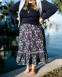 Sail to Sable Navy Batik Floral Skirt NWT- Size XXL