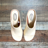Scoop Light Yellow Flared Heel Open Toe Mule Sandals- Size 7.5 (Brand New, sold out online)