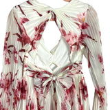 L'atiste by Amy Ivory/Pink/Maroon Floral Print Pleated with Front Twist and Front and Back Cut Outs Dress- Size S