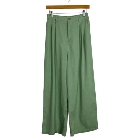 Grace Karin Sage Linen Blend Pleated Pants NWT- Size S (Inseam 28")