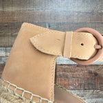Marc Fisher Tan Alida Leather Espadrille Wedge Sandals- Size 9.5 (see notes)