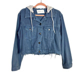 Mustard Seed Distressed Denim Removable Hood Jacket- Size S