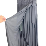 Jodifl Washed Black with Embroidered Flowers Faux Wrap Maxi Dress- Size L