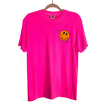 Comfort Colors Neon Pink Smiley Face Channing’s Joy Foundation Tee- Size M