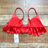 Pick Pink Red Triangle Padded Ruffle Bikini Top NWT- Size M (we have matching bottoms)
