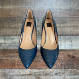 White House Black Market Teal Snakeskin Print Heels- Size 7.5