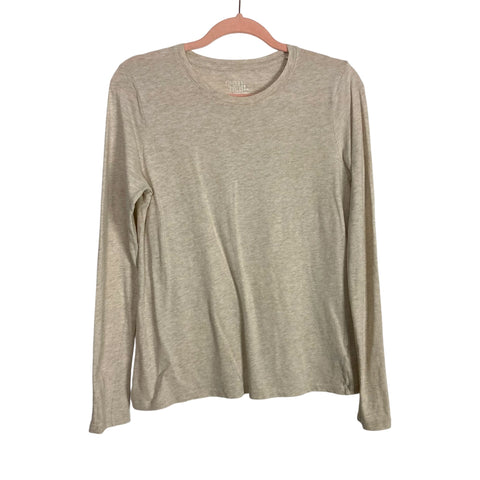 Time and Tru Heathered Tan Long Sleeve Top- Size S