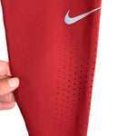 Nike Red Dri-Fit Perforated Running Leggings- Size L (Inseam 26”)