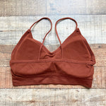 No Brand Wine Ribbed Padded Sports Bra- Size ~S (fits like small)