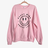 Jerzees Pink Happy Mind Happy Life Sweatshirt- Size L (see notes)