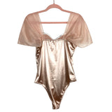 Shein Satin Bustier Sheer Sleeve Bodysuit- Size L
