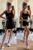 Your Personal Best Black with Taupe Trim and Built-In Shorts Padded SculptLUX Active Dress NWT- Size S