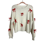 Wishlist Cream Red Bow Sweater - Size L (See Notes-Sold Out Online!)