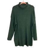 No Brand Green Turtleneck Side Slits Sweater Dress- Size S