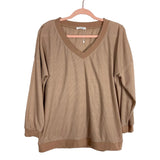 Ekouaer Light Brown Waffle Stitch V-Neck Top and Drawstring Shorts Set NWOT- Size S (see notes, sold as a set)