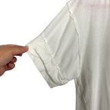We the Free by Free People White Exposed Seams Hi-Lo Hem Top- Size S