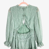 No Brand Green Animal Print V-Neck Exposed Back Dress- Size S