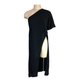 Shein Black One Shoulder with High Slit Cover Up- Size 4