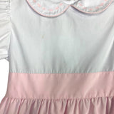 The Beaufort Bonnet Company Pink/White Color Block with Back Tie and Embroidered Collar Dress- Size 8 (see notes)